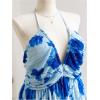 imageMakeMeChic Womens Plus Size Floral Tie Dye Halter Dress Open Back A Line Mini DressesBlue