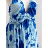 imageMakeMeChic Womens Plus Size Floral Tie Dye Halter Dress Open Back A Line Mini DressesBlue