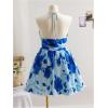 imageMakeMeChic Womens Plus Size Floral Tie Dye Halter Dress Open Back A Line Mini DressesBlue