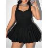 imageMakeMeChic Womens Plus Size Sleeveless Bubble Dress Ruched Rib Knitted A Line Mini DressesBlack