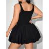 imageMakeMeChic Womens Plus Size Sleeveless Bubble Dress Ruched Rib Knitted A Line Mini DressesBlack