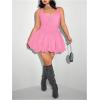 imageMakeMeChic Womens Plus Size Sleeveless Bubble Dress Ruched Rib Knitted A Line Mini DressesPink
