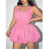 imageMakeMeChic Womens Plus Size Sleeveless Bubble Dress Ruched Rib Knitted A Line Mini DressesPink