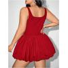 imageMakeMeChic Womens Plus Size Sleeveless Bubble Dress Ruched Rib Knitted A Line Mini DressesRed