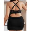 imageMakeMeChic Womens Plus Size Wireless Bra Floral Lace Criss Cross Scallop Trim Front Closure BraletteBlack