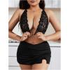 imageMakeMeChic Womens Plus Size Wireless Bra Floral Lace Criss Cross Scallop Trim Front Closure BraletteBlack