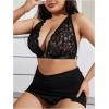 imageMakeMeChic Womens Plus Size Wireless Bra Floral Lace Criss Cross Scallop Trim Front Closure BraletteBlack