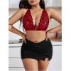 imageMakeMeChic Womens Plus Size Wireless Bra Floral Lace Criss Cross Scallop Trim Front Closure BraletteBurgundy