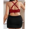 imageMakeMeChic Womens Plus Size Wireless Bra Floral Lace Criss Cross Scallop Trim Front Closure BraletteBurgundy