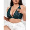 imageMakeMeChic Womens Plus Size Wireless Bra Floral Lace Criss Cross Scallop Trim Front Closure BraletteDark Green