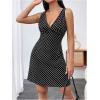 imageMakeMeChic Womens Polka Dots Dresses V Neck Sleeveless Summer A Line Mini DressesBlack and White