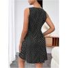 imageMakeMeChic Womens Polka Dots Dresses V Neck Sleeveless Summer A Line Mini DressesBlack and White