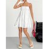 imageMakeMeChic Womens Sleeveless Cami Dress Spaghetti Strap Ruched Tiered Ruffle Mini DressesWhite