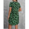 imageMakeMeChic Womens Summer Casual Dress Leopard Print V Neck Short Sleeve Short Tunic DressDark Green