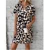 imageMakeMeChic Womens Summer Casual Dress Leopard Print V Neck Short Sleeve Short Tunic DressMulticolor