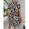 imageMakeMeChic Womens Summer Casual Dress Leopard Print V Neck Short Sleeve Short Tunic DressMulticolor