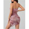 imageMakeMeChic Womens Tie Dye Y2k Mesh Mini Dress Strapless Bodycon Tube DressesPink