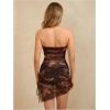 imageMakeMeChic Womens Tie Dye Y2k Mesh Mini Dress Strapless Bodycon Tube DressesRed