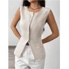 imageMakeMeChic Womens Vest Top Sleeveless Blazer Split Hem Button Down Dressy Suit Vest Outerwear WaistcoatApricot