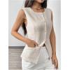 imageMakeMeChic Womens Vest Top Sleeveless Blazer Split Hem Button Down Dressy Suit Vest Outerwear WaistcoatApricot