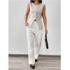 imageMakeMeChic Womens Vest Top Sleeveless Blazer Split Hem Button Down Dressy Suit Vest Outerwear WaistcoatApricot