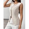 imageMakeMeChic Womens Vest Top Sleeveless Blazer Split Hem Button Down Dressy Suit Vest Outerwear WaistcoatApricot