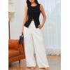 imageMakeMeChic Womens Vest Top Sleeveless Blazer Split Hem Button Down Dressy Suit Vest Outerwear WaistcoatBlack