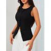 imageMakeMeChic Womens Vest Top Sleeveless Blazer Split Hem Button Down Dressy Suit Vest Outerwear WaistcoatBlack