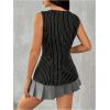 imageMakeMeChic Womens Vest Top Sleeveless Blazer Split Hem Button Down Dressy Suit Vest Outerwear WaistcoatBlack Stripe