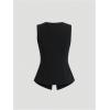imageMakeMeChic Womens Vest Top Sleeveless Blazer Split Hem Button Down Dressy Suit Vest Outerwear WaistcoatBlack a