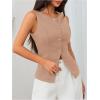 imageMakeMeChic Womens Vest Top Sleeveless Blazer Split Hem Button Down Dressy Suit Vest Outerwear WaistcoatBrown