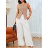 imageMakeMeChic Womens Vest Top Sleeveless Blazer Split Hem Button Down Dressy Suit Vest Outerwear WaistcoatBrown