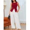 imageMakeMeChic Womens Vest Top Sleeveless Blazer Split Hem Button Down Dressy Suit Vest Outerwear WaistcoatBurgundy