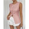 imageMakeMeChic Womens Vest Top Sleeveless Blazer Split Hem Button Down Dressy Suit Vest Outerwear WaistcoatPink