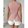 imageMakeMeChic Womens Vest Top Sleeveless Blazer Split Hem Button Down Dressy Suit Vest Outerwear WaistcoatPink