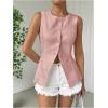 imageMakeMeChic Womens Vest Top Sleeveless Blazer Split Hem Button Down Dressy Suit Vest Outerwear WaistcoatPink