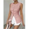 imageMakeMeChic Womens Vest Top Sleeveless Blazer Split Hem Button Down Dressy Suit Vest Outerwear WaistcoatPink