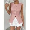 imageMakeMeChic Womens Vest Top Sleeveless Blazer Split Hem Button Down Dressy Suit Vest Outerwear WaistcoatPink