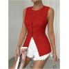 imageMakeMeChic Womens Vest Top Sleeveless Blazer Split Hem Button Down Dressy Suit Vest Outerwear WaistcoatRed