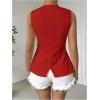 imageMakeMeChic Womens Vest Top Sleeveless Blazer Split Hem Button Down Dressy Suit Vest Outerwear WaistcoatRed