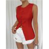 imageMakeMeChic Womens Vest Top Sleeveless Blazer Split Hem Button Down Dressy Suit Vest Outerwear WaistcoatRed