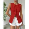imageMakeMeChic Womens Vest Top Sleeveless Blazer Split Hem Button Down Dressy Suit Vest Outerwear WaistcoatRed