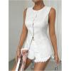 imageMakeMeChic Womens Vest Top Sleeveless Blazer Split Hem Button Down Dressy Suit Vest Outerwear WaistcoatWhite