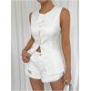 imageMakeMeChic Womens Vest Top Sleeveless Blazer Split Hem Button Down Dressy Suit Vest Outerwear WaistcoatWhite