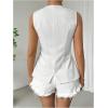 imageMakeMeChic Womens Vest Top Sleeveless Blazer Split Hem Button Down Dressy Suit Vest Outerwear WaistcoatWhite