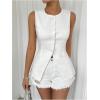 imageMakeMeChic Womens Vest Top Sleeveless Blazer Split Hem Button Down Dressy Suit Vest Outerwear WaistcoatWhite
