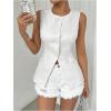 imageMakeMeChic Womens Vest Top Sleeveless Blazer Split Hem Button Down Dressy Suit Vest Outerwear WaistcoatWhite