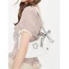 imageMakeMeChic Womens Y2K Bow Keychain Bag Charm Ribbon Metal Retro AccessoriesCoffee Brown