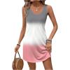 imageMakeMeChic Womens Colorblock Sleeveless Summer Tank Dress Round Neck Short Tunic DressPink