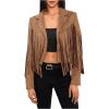 imageMakeMeChic Womens Faux Suede Tassel Cowgirl Coats Western Fringe Jackets 70s Hippie CostumeBrown